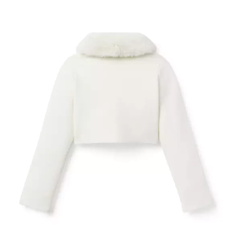 Faux Fur Collar Cropped Cardigan