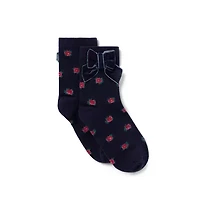 Floral Velvet Bow Sock