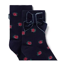 Floral Velvet Bow Sock