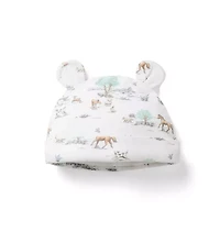 Baby Meadow Toile Bear Ear Beanie