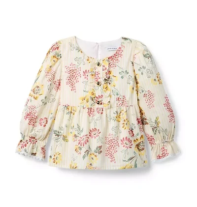 Floral Striped Ruffle Top