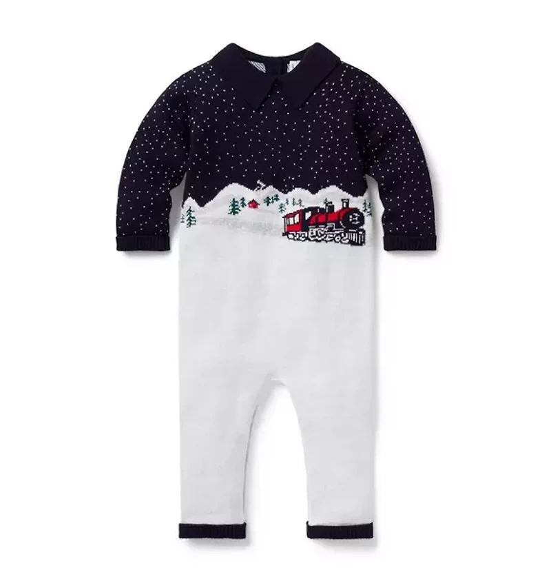 Baby Train Collared One-Piece
