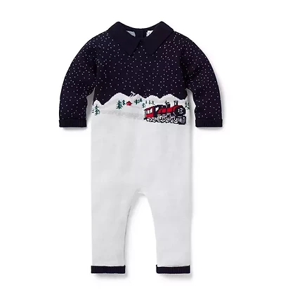 Baby Train Collared One-Piece