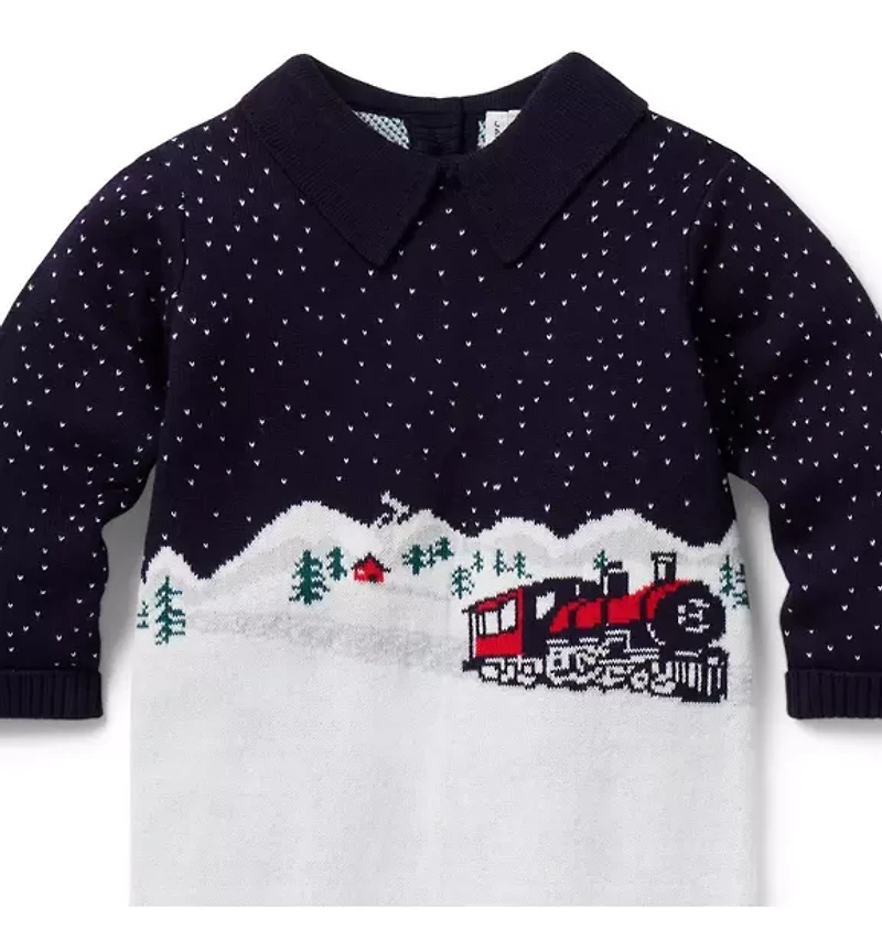 Baby Train Collared One-Piece