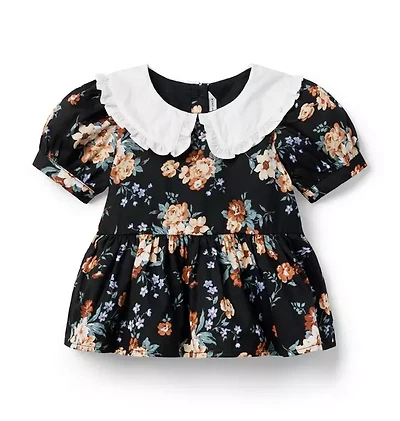 Floral Collared Peplum Top