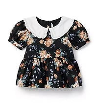 Floral Collared Peplum Top
