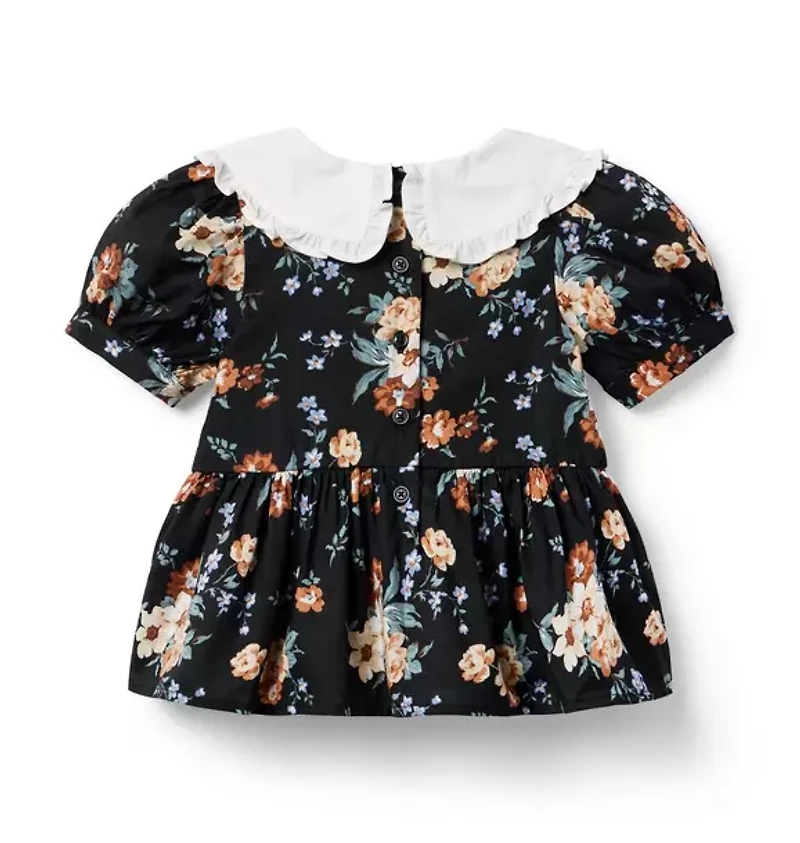 Floral Collared Peplum Top