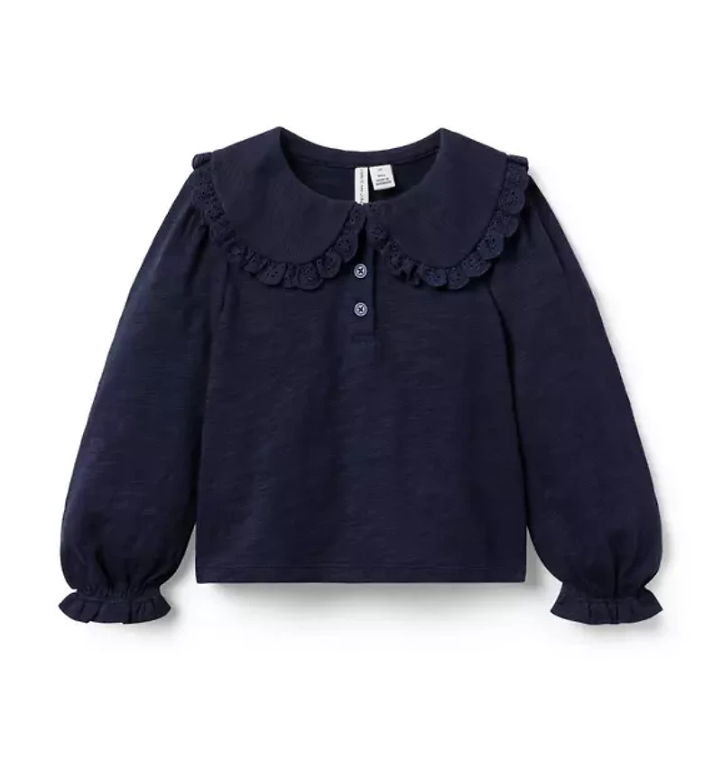 Eyelet Collar Top