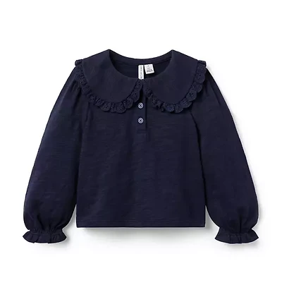 Eyelet Collar Top