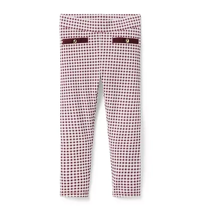 Gingham Button Ponte Pant