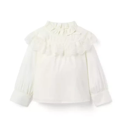 The Lace Trim Ruffle Top