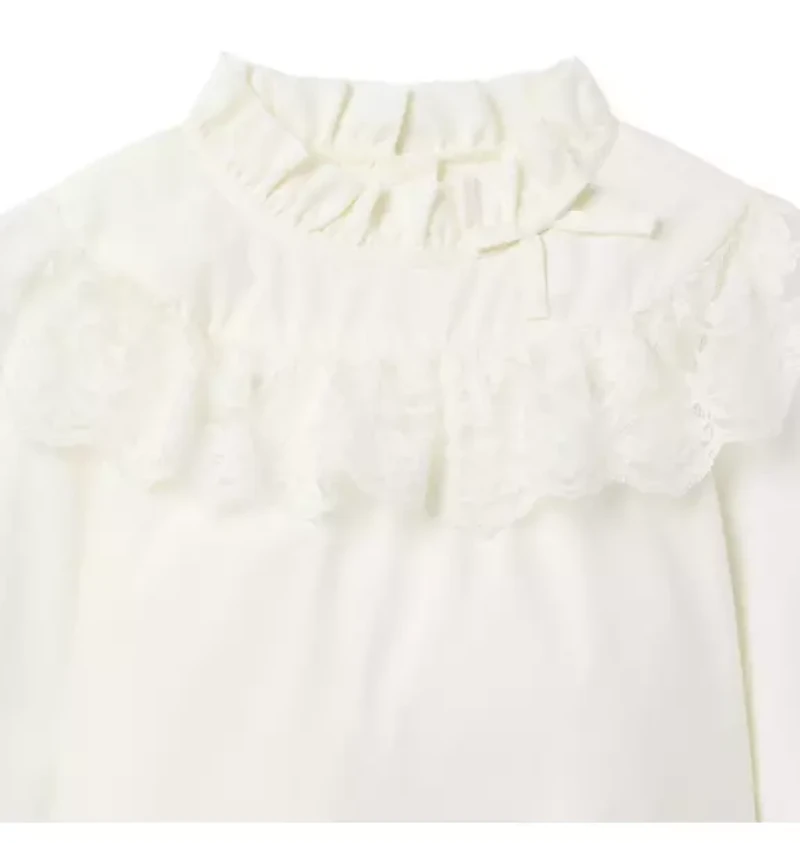 The Lace Trim Ruffle Top