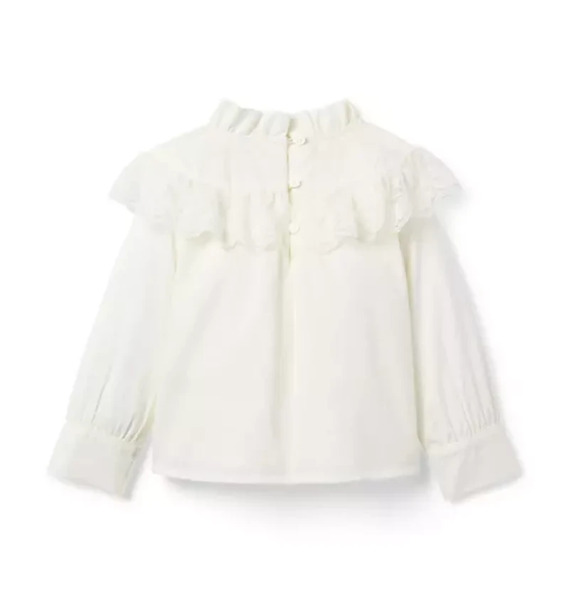 The Lace Trim Ruffle Top