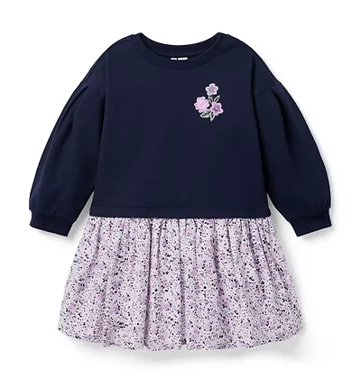 Embroidered Floral French Terry Dress