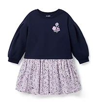 Embroidered Floral French Terry Dress