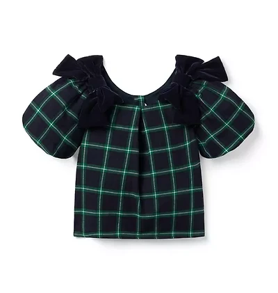 Tartan Velvet Bow Top