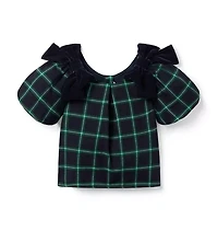 Tartan Velvet Bow Top