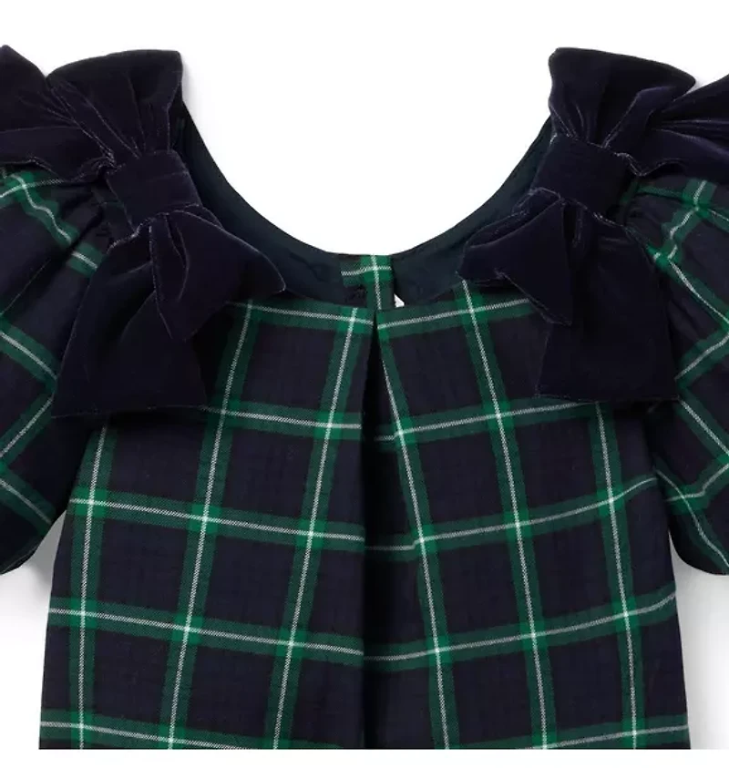 Tartan Velvet Bow Top