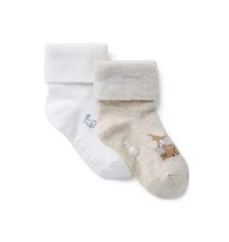 Baby Deer And Meadow Animals Sock 2-Pack