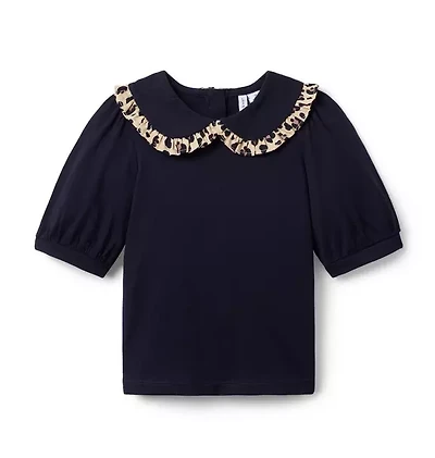 Leopard Ruffle Collar Top