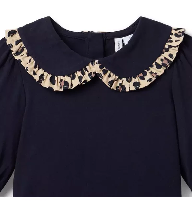 Leopard Ruffle Collar Top
