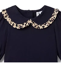 Leopard Ruffle Collar Top