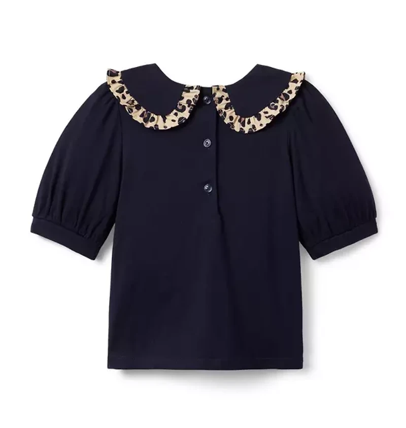 Leopard Ruffle Collar Top