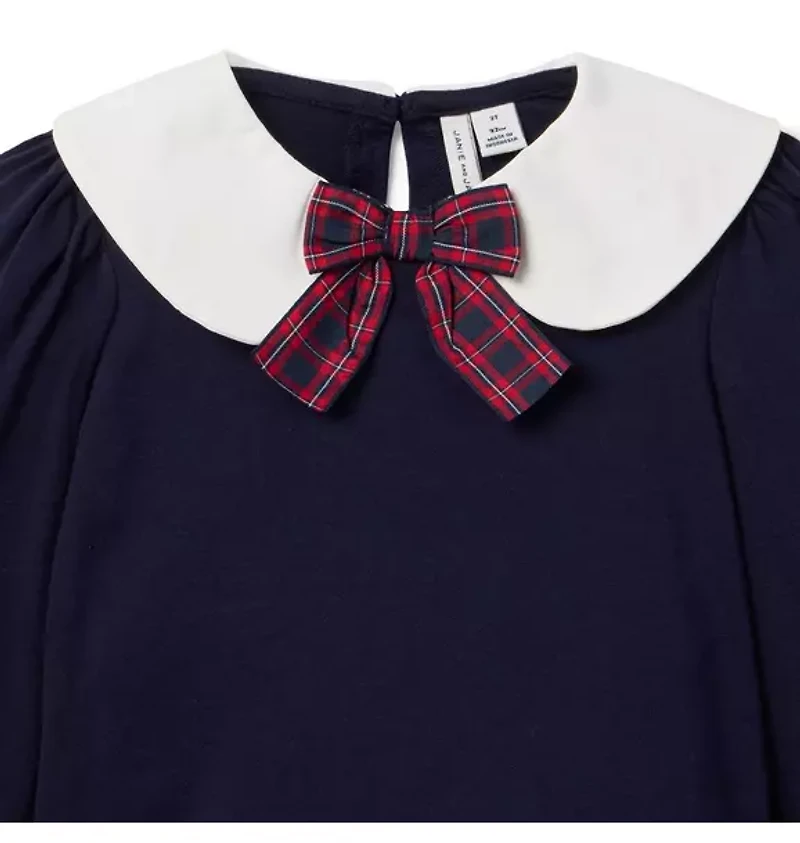 Tartan Bow Collared Top