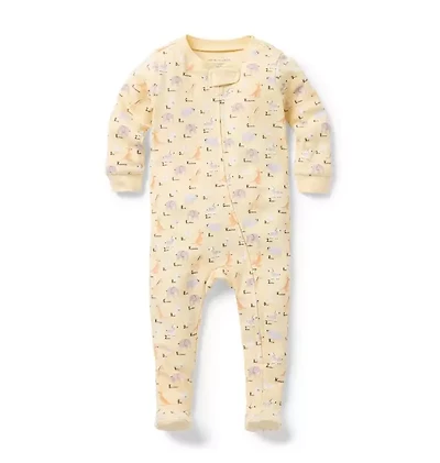 Baby Organic Cotton Zoo Animals Footed Pajama