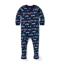 Baby Organic Cotton Train Footed Pajama