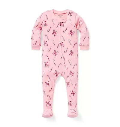 Baby Organic Cotton Candy Cane Footed Pajama