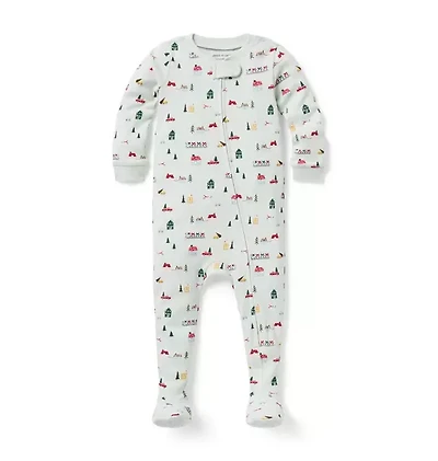 Baby Organic Cotton Holiday Village Footed Pajama
