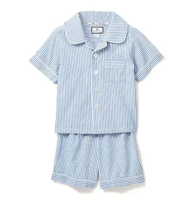 Kid's Twill Pajama Short Set French Blue Seersucker