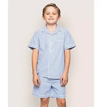 Kid's Twill Pajama Short Set French Blue Seersucker
