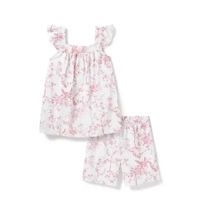 Girl's Twill Clara Short Set Pink Timeless Toile