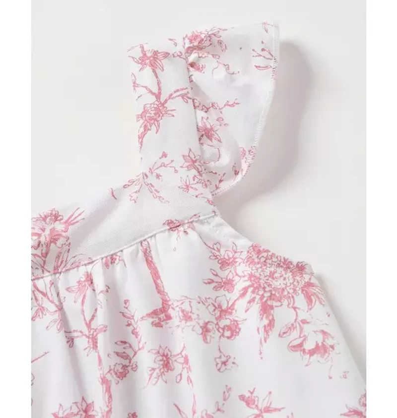 Girl's Twill Clara Short Set Pink Timeless Toile