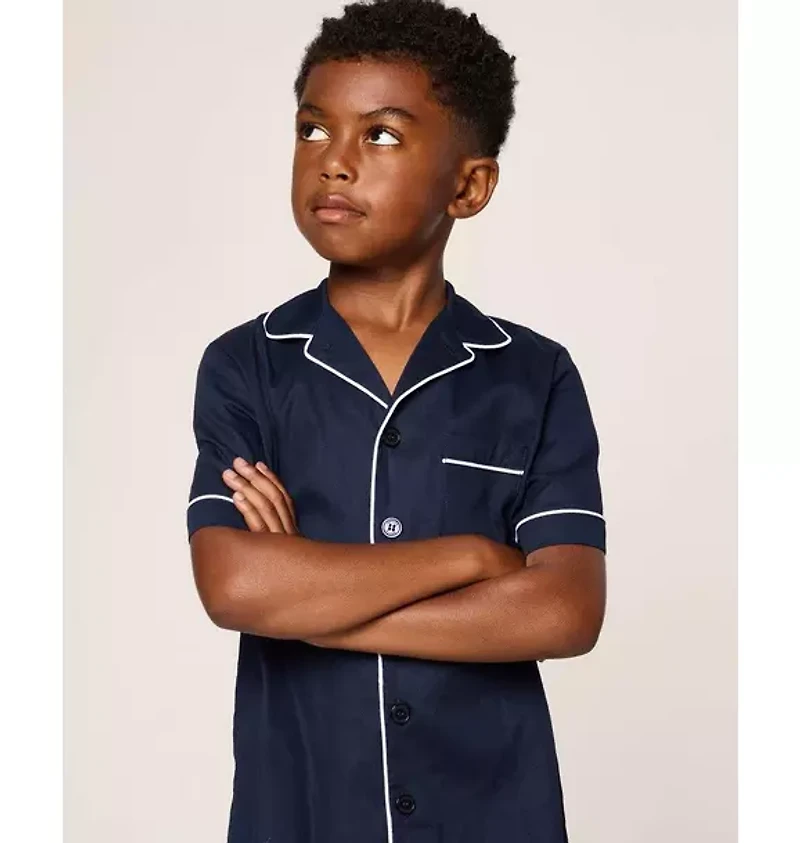 Kid's Twill Short Sleeve Pajama Set Navy