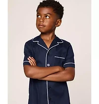 Kid's Twill Short Sleeve Pajama Set Navy