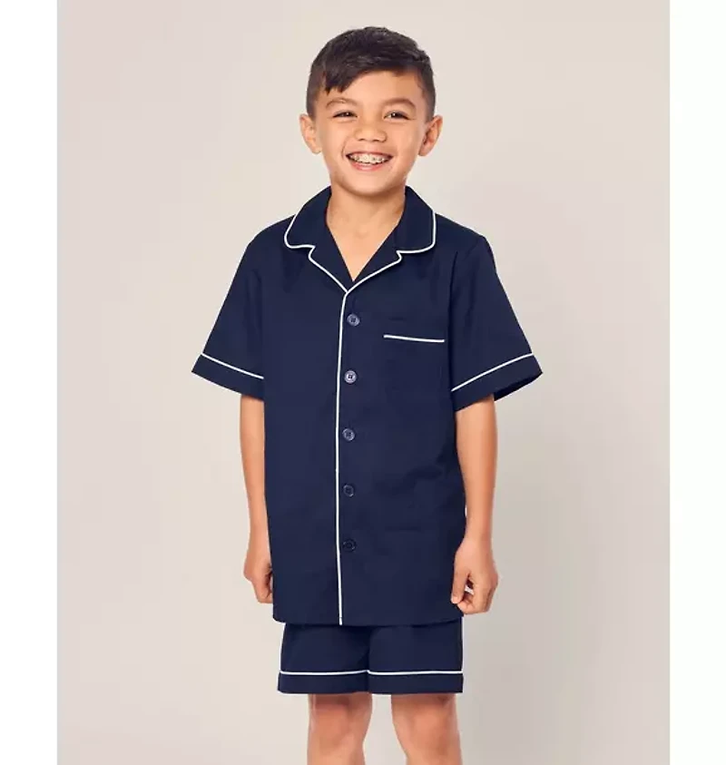 Kid's Twill Short Sleeve Pajama Set Navy