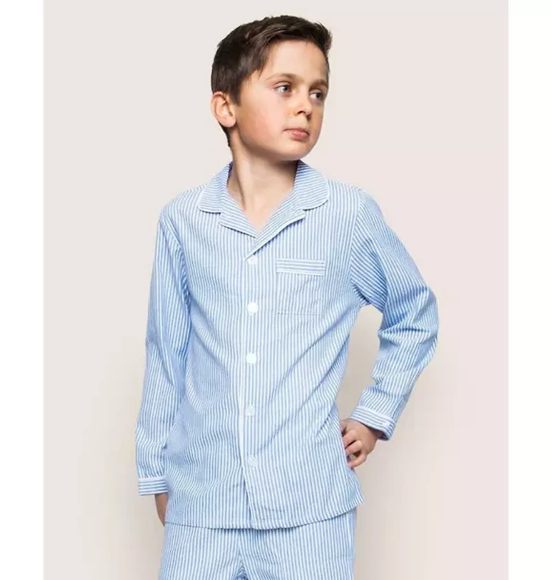Kid's Twill Pajama Set French Blue Seersucker
