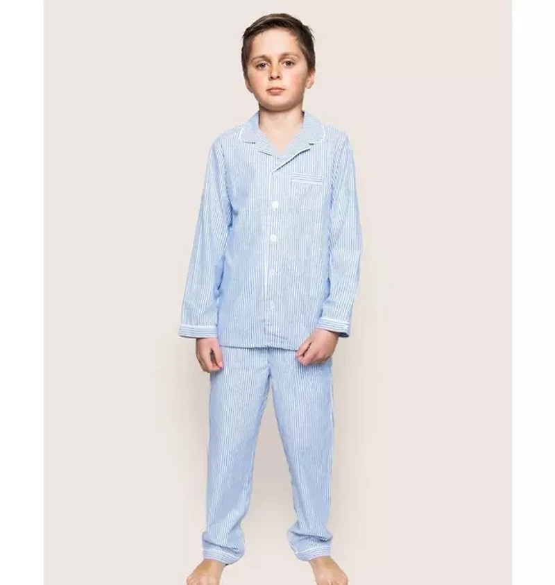 Kid's Twill Pajama Set French Blue Seersucker