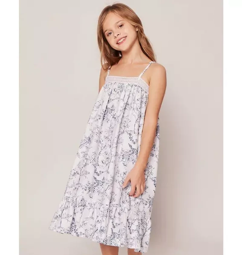 Girl's Twill Lily Nightgown Blue Timeless Toile