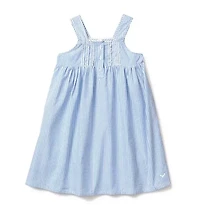 Girl's Twill Charlotte Nightgown French Blue Seersucker