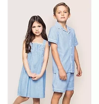 Girl's Twill Charlotte Nightgown French Blue Seersucker