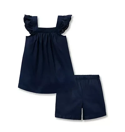 Girl's Twill Clara Short Set Navy