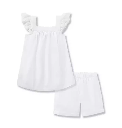 Girl's Twill Clara Short Set White