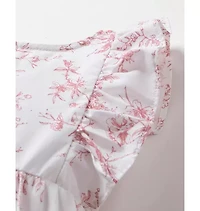 Baby's Twill Ruffled Romper Pink Timeless Toile