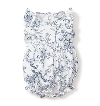 Baby's Twill Ruffled Romper Blue Timeless Toile