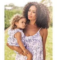 Baby's Twill Ruffled Romper Blue Timeless Toile