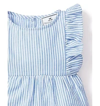 Baby's Twill Ruffled Romper French Blue Seersucker
